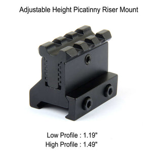 Adjustable Height Picatinny Riser Mount - 3 Slot