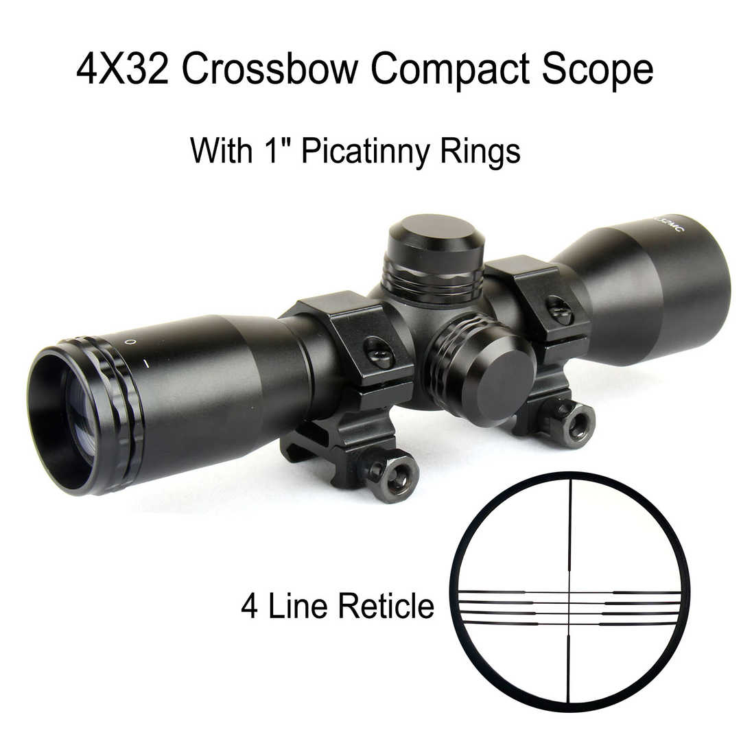 thumbnail image 2 of Sniper 4x32 Crossbow Scope – Rifle Scope With Picatinny Rings, Fogproof, Clear Glass 2 of 5