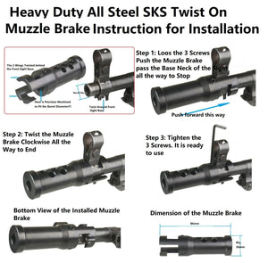SKS Muzzle Brake Solid Steel Reduces Recoil And Muzzle Climb 7.62x39 mm