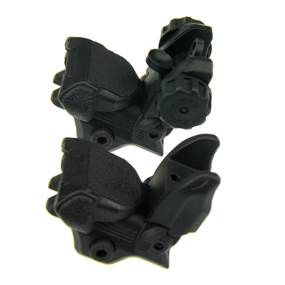 Ogcamp Black Polymer Flip-Up Rifle Sights – BUIS, Weaver Mount, Spring Loaded – IS001