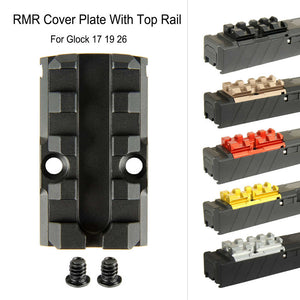 RMR Cover Plate With Top Rail For Glock 17 19 26 Cut Slides