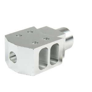 SILVER 1/2"x36 Thread Tanker Style Muzzle Brake For 9mm
