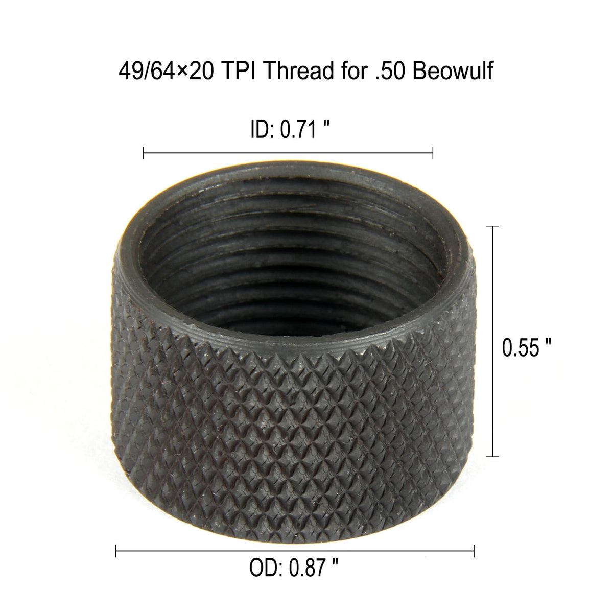 49/64x20 TPI Thread Protector For .50 Beowulf Muzzle Thread Knurlled S ...