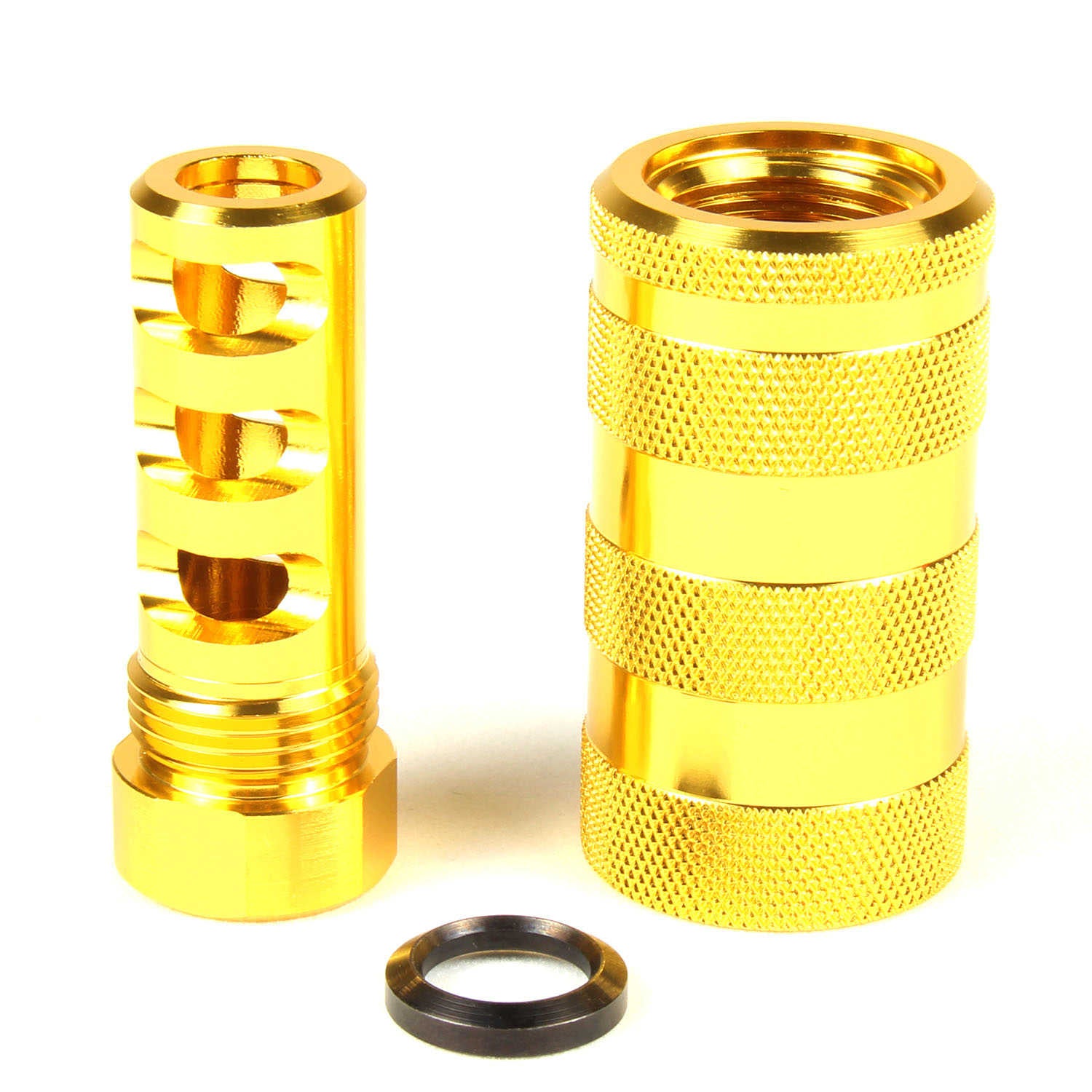 Gold Skeleton Aluminum 223 Muzzle Brake 1/2x28 Thread Pitch for .223