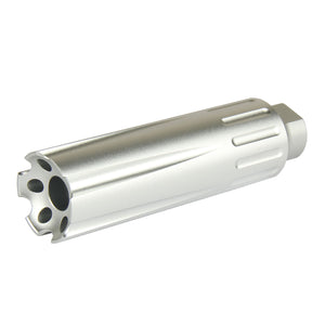 SILVER 4.5" Extra Long Low Concussion Linear Compensator Muzzle Brake for .22LR .223 .308 9MM