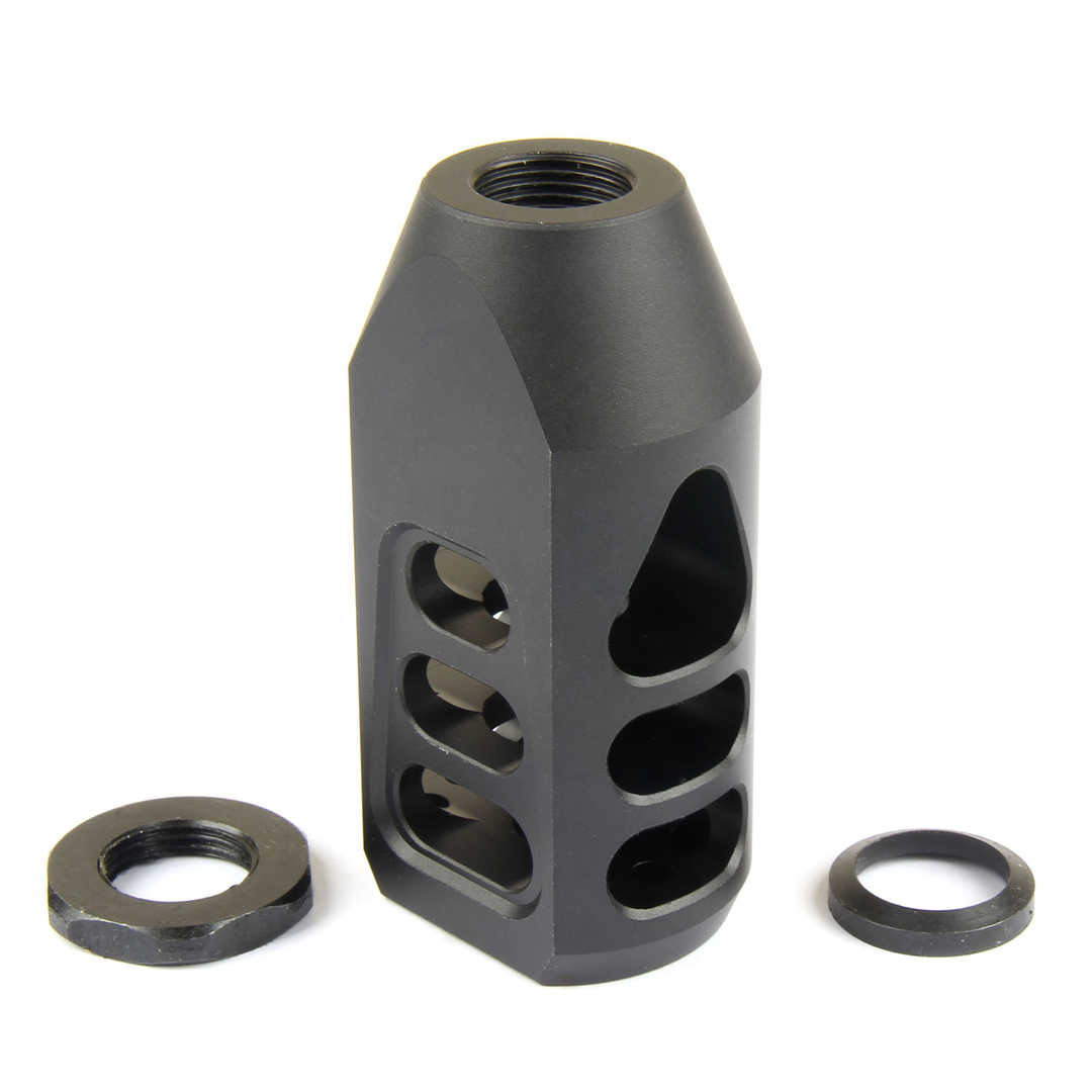 9/16-24 TPI Muzzle Brake Compensator For .40 Cal – Black Anodized Aluminum 6082 T6