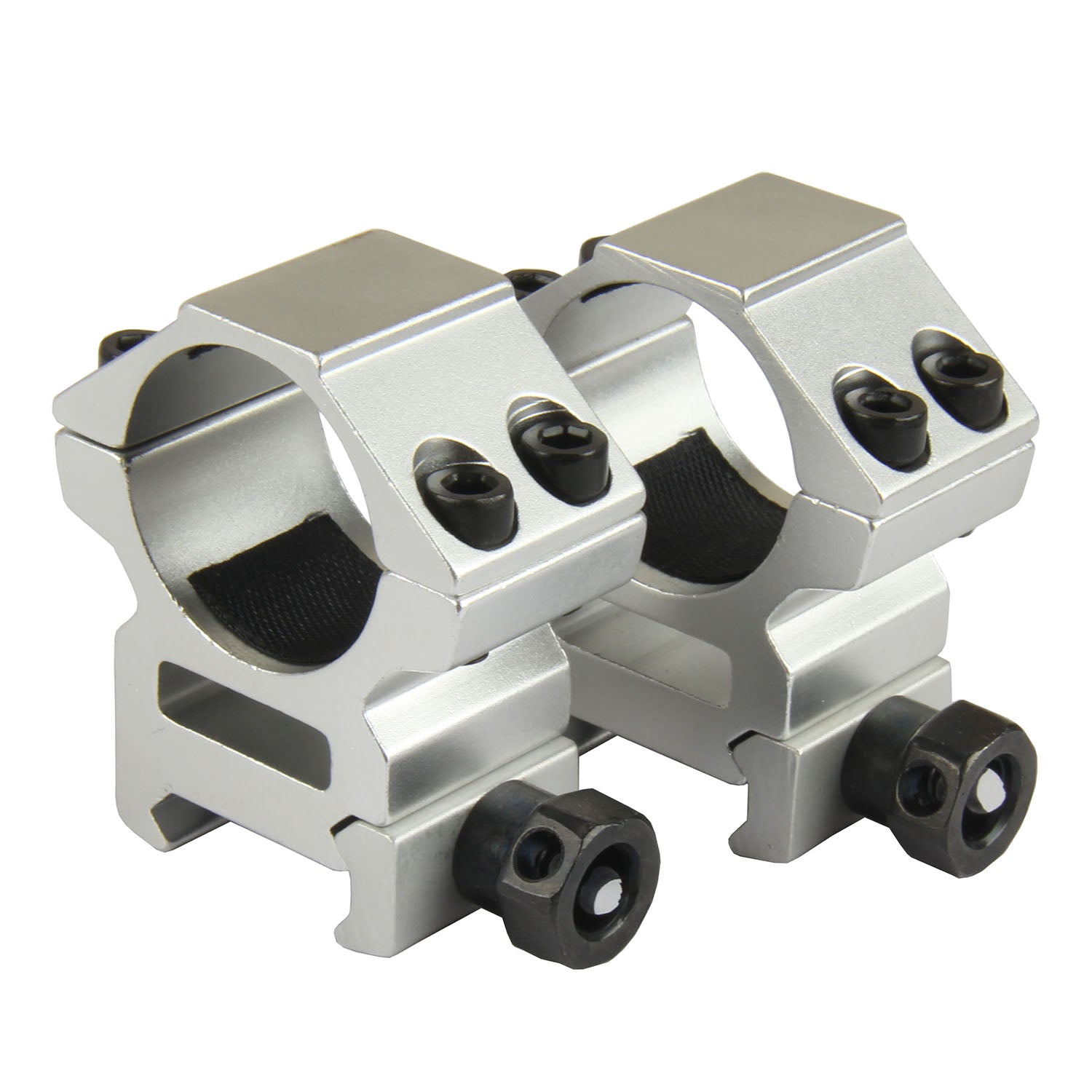 SILVER A Pair 25.4mm / 1 Inch Scope Ring Picatinny weaver Rail Mount ...