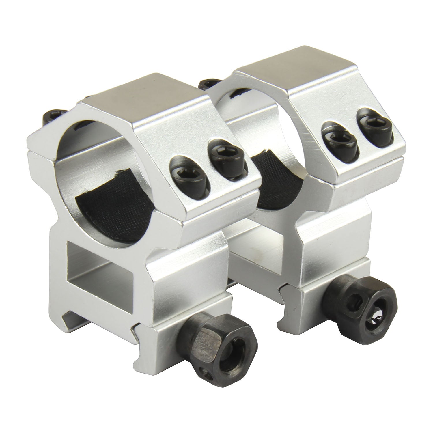 SILVER A Pair 25.4mm / 1 Inch Scope Ring Picatinny weaver Rail Mount ...