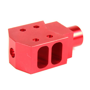 RED 1/2"x28 or 1/2"x36 Thread Tanker Style Muzzle Brake For .223/5.56 or 9mm