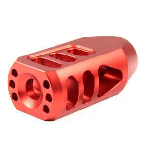 RED 1/2"x28 or 5/8"x24 Thread Tanker Style Muzzle Brake For .223/5.56 or .308 or 9mm