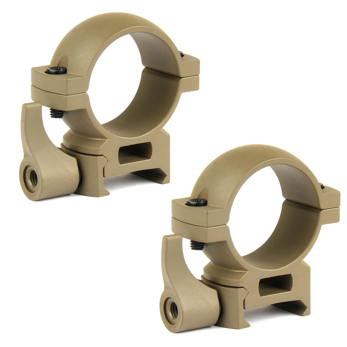 TAN 30mm Diameter Scope Rings w/ Quick Detach Lever for Picatinny & We ...