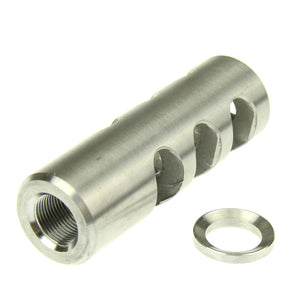 Stainless Steel 1/2"x28 or 5/8"x24 Thread Full Size Muzzle Brake For .223/5.56 or .308