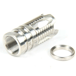 Stainless Steel 5/8"x24 Thread Four Prong Muzzle Brake For .308