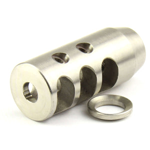 Stainless Steel 1/2"x28 Thread Compact Style Muzzle Brake For .223/5.56