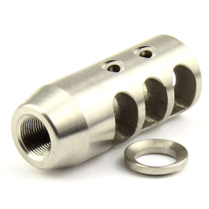 Stainless Steel 1/2"x28 Thread Compact Style Muzzle Brake For .223/5.56